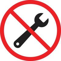 No repair tool on white background. No repair sign. stop repair symbol. flat style. Wrench icon in prohibition red circle. vector