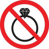 no jewelry on white background. no jewelry symbol. flat style. vector