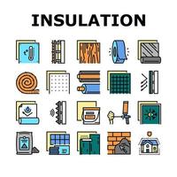 Insulation Building Collection Icons Set Vector