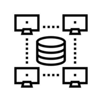 network working digital processing line icon vector illustration
