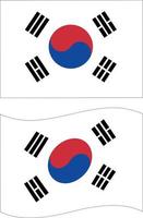 bandera de corea del sur sobre fondo blanco. bandera nacional del país de corea del sur. señal ondeante de la bandera de corea del sur. vector