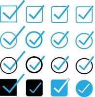 blue tick checkbox on white background. tick sign. check mark symbol. flat style. vector