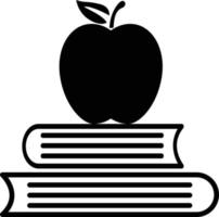 libros con icono de manzana sobre fondo blanco. signo de educación. símbolo de educación del libro de conocimientos. estilo plano vector