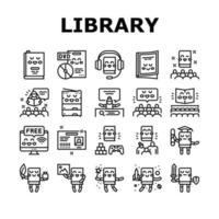 Children Library Read Collection Icons Set Vector