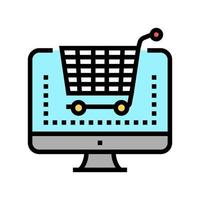 ilustración de vector de icono de color de compra de compras electrónicas