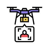 drone delivery and identificate with face id technology color icon vector illustration