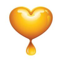 a 3D image of a heart shape with a dripping liquid in golden gradient vector