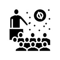 speaker talking about planets and stars in planetarium line icon vector illustration