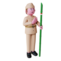 3d render character wearing paskibraka clothes celebrating indonesia independence day png