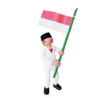 3d-rendering-charakter mit paskibraka-kleidung, der den indonesischen unabhängigkeitstag feiert png