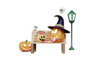 illustrazione della zucca di rendering 3d di halloween png