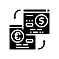 apertura de cuentas de ahorro en moneda extranjera glifo icono vector ilustración