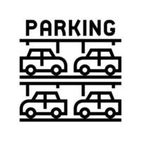 ilustración de vector de icono de línea de estacionamiento multinivel