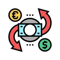 cambio de moneda y convertidor icono de color ilustración vectorial vector