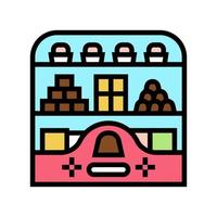 Ilustración de vector de icono de color de tienda de dulces de contador