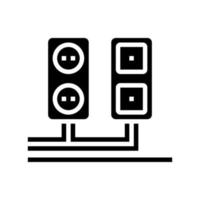 socket and antenna output installation glyph icon vector illustration