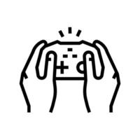 playing video game joystick line icon vector illustration