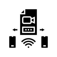 video file send to phone glyph icon vector illustration