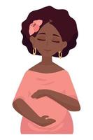 pregnant afro american woman vector