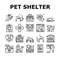 Animal Pet Shelter Collection Icons Set Vector