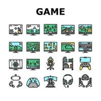 Video Game Electronic And Device Icons Set Vector