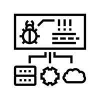 virus on server, cloud and computer components line icon vector illustration