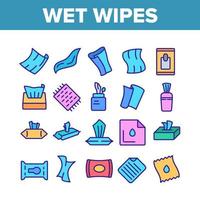 Wet Wipes Disinfectant Collection Icons Set Vector