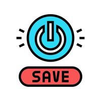 botón de encendido y apagado icono de color de ahorro de energía ilustración vectorial vector