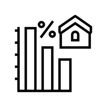 mortgage decrease in interest payments line icon vector illustration