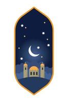 arch with mosque night vector