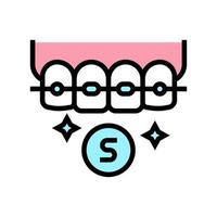 sapphire material tooth braces color icon vector illustration