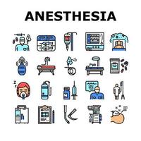 Anesthesiologist Tool Collection Icons Set Vector