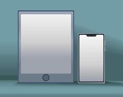 tablet and smartphone gray background vector