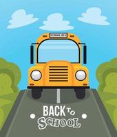 schoolbus front in the road vector