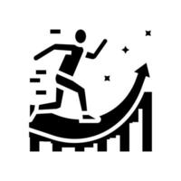 manager running and working for increase profit glyph icon vector illustration