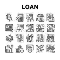 conjunto de iconos de colección de crédito financiero de préstamo vector