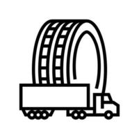 ilustración de vector de icono de línea de neumáticos de camión comercial