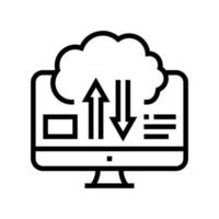 download and upload from cloud digital processing line icon vector illustration