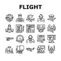 escuela de vuelo educar iconos de colección establecer vector