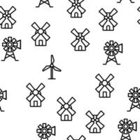 Windmill Building Vector Seamless Pattern