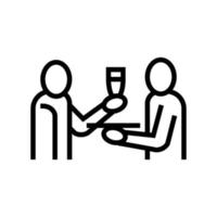 waiter offering drinks line icon vector illustration