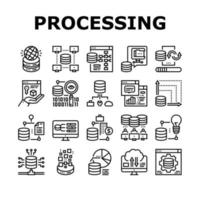 Digital Processing Collection Icons Set Vector Illustration