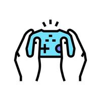 playing video game joystick color icon vector illustration