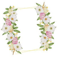 Easter wreath watercolor with Eggs and flower png