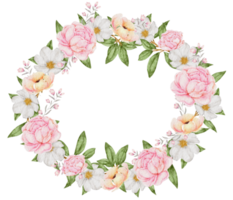 Flower wreath and frame watercolor png