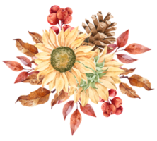 Autumn watercolor composition, Autumn flower bouquet, Thanksgiving day png