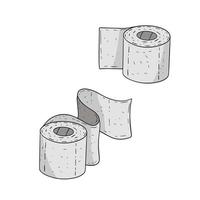 Set of toilet paper. Bath element. White cartoon object. Several rolls of paper towels on white background. Doodle sketch vector