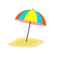 sombrilla de playa. diseño de colores accesorio de verano para protección solar. ilustración de dibujos animados plana aislada en blanco vector