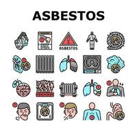 material de asbesto e iconos de problemas establecidos vector