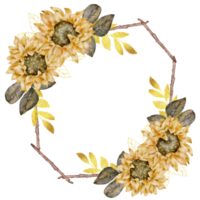 Sunflower wreath watercolor png